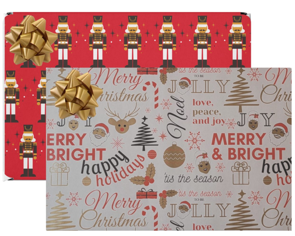 Black Santa 2 Pack Wrapping Paper - Gift Wrap – The Wrap Culture